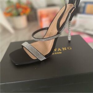 Azalea Wang Black and Silver Strappy Heels
